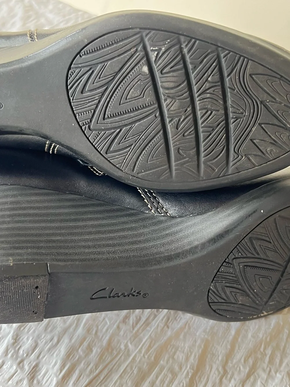 Clarks Black Leather Wedge Ankle Boots 6.5W
